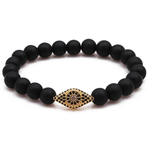 Bracciale Di Perline Croce Malocchio Pietra Lavica Naturale Occhio Di Tigre Howlite Agata Rame Micro Zircone Gioiello Spirituale