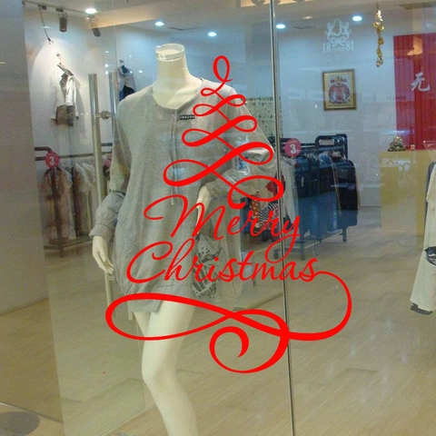 Merry Christmas Tree Wall Stickers Lettering Window Clings PVC Waterproof Removable Festive Holiday Home Decor Showcase