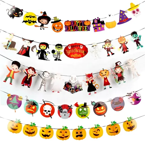 Banner Halloween Ghirlanda Carta Decorazione Appesa Cartone Animato Articoli Per Feste Tema Casa Stregata