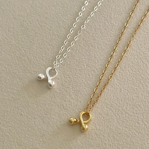 Minimalistische Halskette Aus 925 Sterling Silber Twist Schleife Anhänger Runde Perlen Eleganter Koreanischer Stil