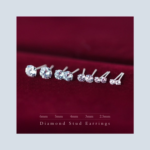Classic Round Cut Cubic Zirconia Stud Earrings Crafted In 925 Sterling Silver Elegant Sparkly Jewelry For Women