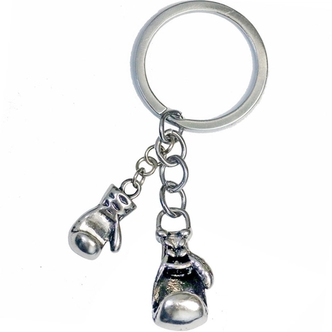 Sporty Boxing Gloves Dumbbell Weight Plate Keychain Metal Zinc Alloy Fitness Gym Accessory Men Women Sport Theme Gift Keyring