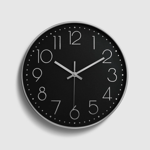 Orologio Da Parete Silenzioso Moderno Rotondo Movimento Al Quarzo Minimalista Plastica Numeri Arabi 3D Per Casa Ufficio