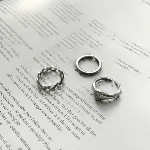 Vintage Stil Offene Ringe 925 Sterling Silber Verstellbar Retro Geometrische Welle Quadrat Signet Schmuck Für Damen