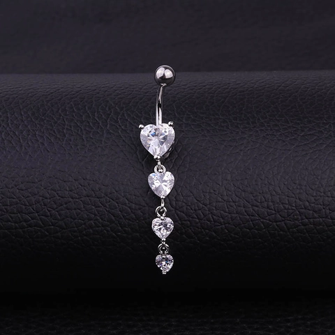 Piercing Nombril En Acier Inoxydable Et Cuivre Avec Pendentif Coeur En Zircon Bijoux De Corps Étincelants