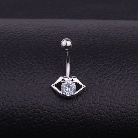 Navelpiercing Ring Roestvrij Staal Lipvorm Ingelegde Zirkoon Lichaamssieraden Sexy Voor Vrouwen