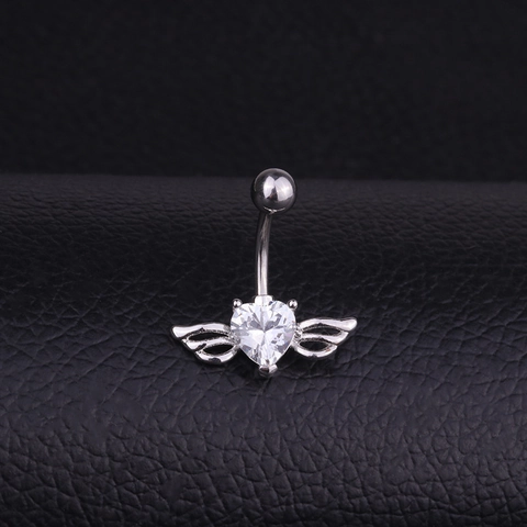 Heart Zirconia Angel Wings Belly Piercing Ring Stainless Steel Copper Navel Body Jewelry For Women Fashion Sexy Ornament
