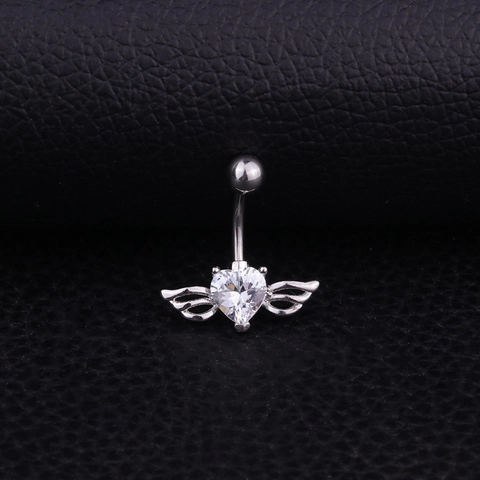 Heart Zirconia Angel Wings Belly Piercing Ring Stainless Steel Copper Navel Body Jewelry For Women Fashion Sexy Ornament