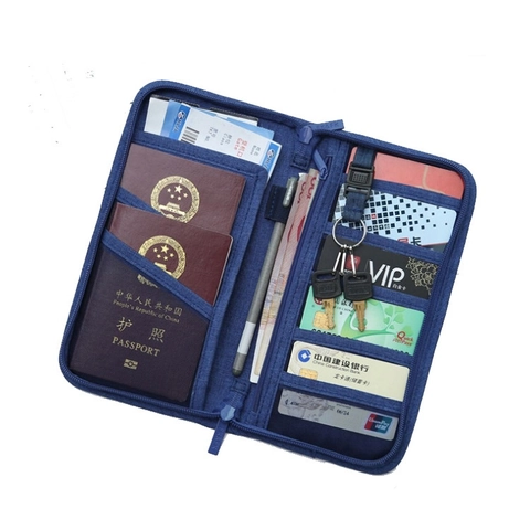 Multifunctional Travel Passport Organizer Document Bag Waterproof Nylon Card Holder Wallet With Phone Slot Key Hook