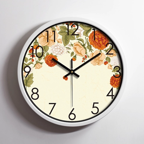 Orologio Da Parete Moderno Rotondo Silenzioso Senza Ticchettio Telaio In Metallo Movimento Al Quarzo Copertura In Vetro Numeri Arabi