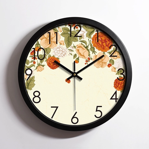 Orologio Da Parete Moderno Rotondo Silenzioso Senza Ticchettio Telaio In Metallo Movimento Al Quarzo Copertura In Vetro Numeri Arabi