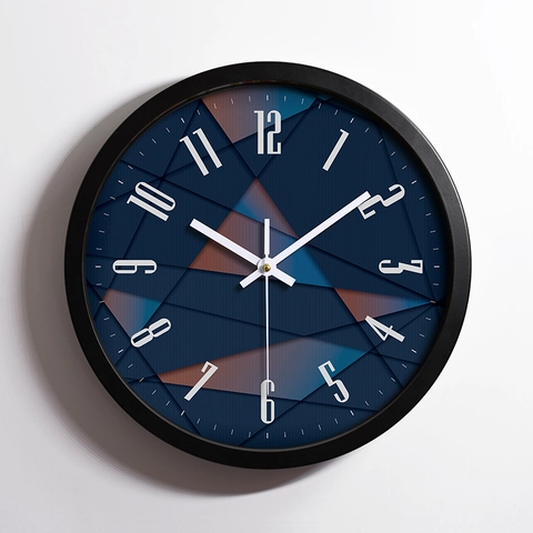 Orologio Da Parete Rotondo Moderno Acciaio Inossidabile Movimento Silenzioso Quadrante Artistico Geometrico Arredamento