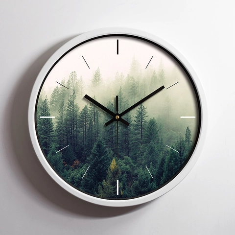 Runde Wandklok Stil Zonder Tikken Metalen Frame Quartz Uurwerk Glazen Lens Modern Minimalistisch Huisdecoratie