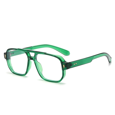 Occhiali Quadrati Retro Anti Luce Blu Montatura Doppio Ponte Moda Rivetto Decorativo Ottico Unisex
