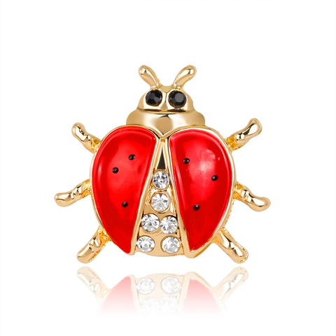 Marienkäfer Brosche Legierung Emaille Strass Tier Mode Schmuck Damen Kleidungszubehör Hochzeit Party Geschenk