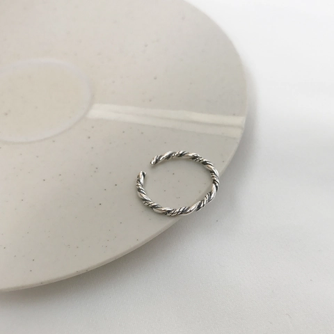 Retro Verstellbarer Twist Ring 925 Sterlingsilber Minimalistisch Spiral Seil Textur Vintage Stil Schmuck Damen