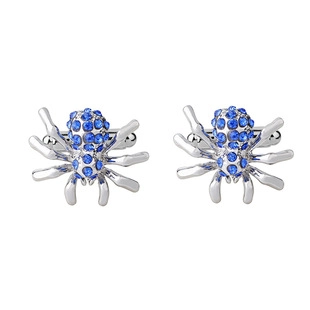 Boutons de Manchette Araignée en Strass d'Alliage pour Chemise Homme Affaires Mariage Fête Argent Bleu Motif Animal Bijoux
