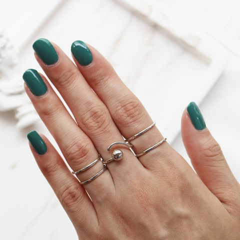 925 Sterling Silber Ring Verstellbar Minimalistisch Doppellinie Geometrisch Hochglanzpoliert Schmuck Für Damen