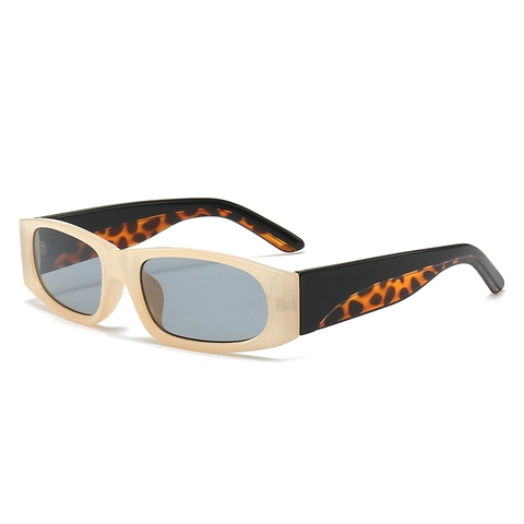 Retro Rechteck Sonnenbrille Damen Mode UV400 PC Material Leopardenmuster Dicker Rahmen Vintage Street Style Brille
