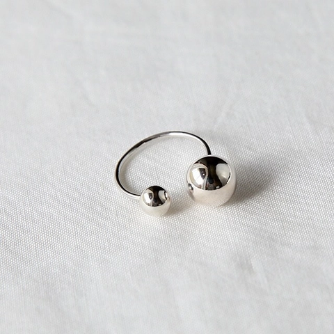 Minimalistischer Ring Aus 925 Sterling Silber Offen Verstellbar Mit Doppelten Perlen Poliert Geometrischer Schmuck