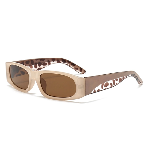 Retro Rechteck Sonnenbrille Damen Mode UV400 PC Material Leopardenmuster Dicker Rahmen Vintage Street Style Brille