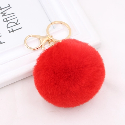 Faux Fur Pom Pom Keychain Soft Polyester Plush Ball Charm Alloy Lobster Clasp Key Ring Decoration Bag Pendant For Women