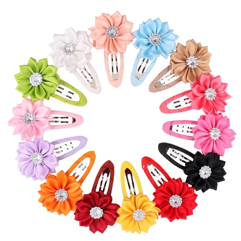 Pinzas Para El Pelo Flor Rhinestone Cinta Tela BB Clips Dulce Lindo Princesa Lado Pasador Niños Niñas Accesorios