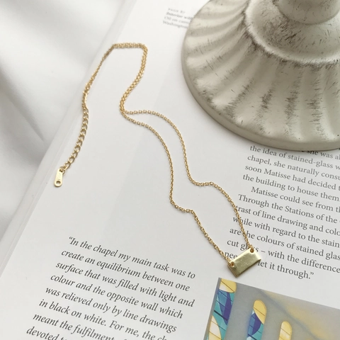 Minimalistische 925 Sterling Silber Halskette Mit Rechteckigem Plattenanhänger 18K Vergoldeter Geometrischer Schmuck Für Frauen