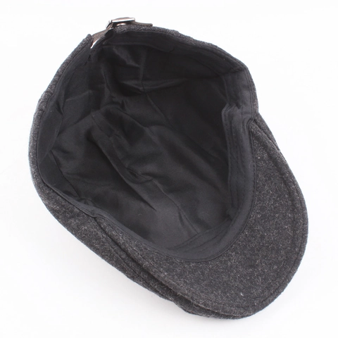 Classic Wool Blend Flat Cap British Vintage Style Solid Color Warm Adjustable Beret Ivy Hat For Men And Women
