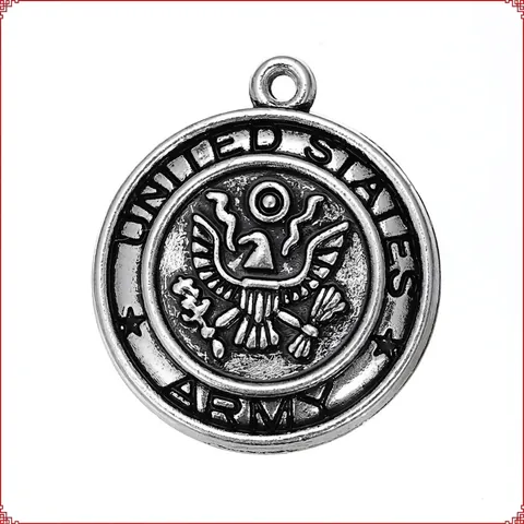 Vintage Alloy Military Service Emblems Charms Antique Silver Finish DIY Μενταγιόν Για Κοσμήματα Κολιέ Μπρελόκ