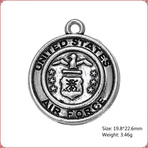 Vintage Alloy Military Service Emblems Charms Antique Silver Finish DIY Μενταγιόν Για Κοσμήματα Κολιέ Μπρελόκ