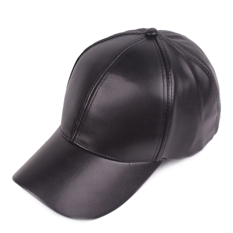 Faux Leather Baseball Cap Plain Solid Color Adjustable Snapback Outdoor Casual Sport Sun Hat Unisex Fashionable