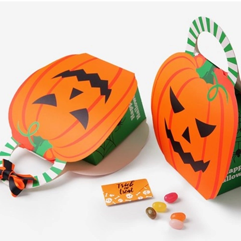 Halloween Candy Box Paper Gift Box Handheld Pumpkin Ghost Shape Party Favors Trick Or Treat Festival Decorations