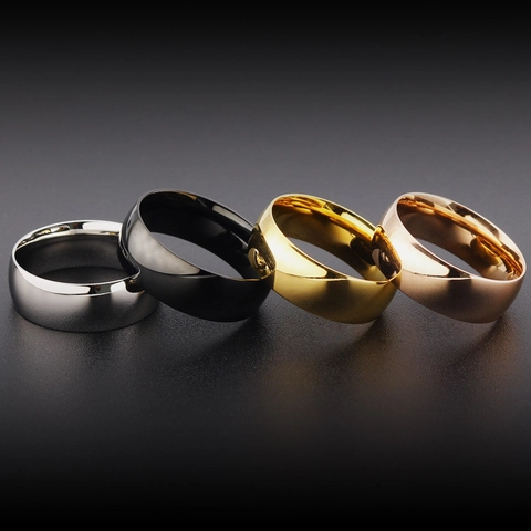 Minimalist Titanium Steel Polished Band Ring For Men Women Fashion Plain Coupling Finger Ring Multiple Color Options Jewelry