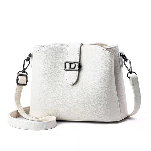 Bolso Bandolera Mujer Patrón Lichi Cuero PU Hebilla Metal D Correa Ajustable Moda Callejera Minimalista