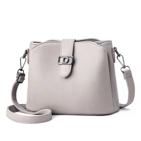 Bolso Bandolera Mujer Patrón Lichi Cuero PU Hebilla Metal D Correa Ajustable Moda Callejera Minimalista