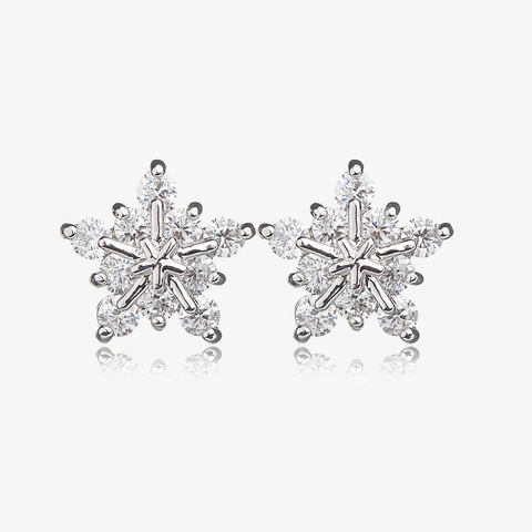 Sneeuwvlok Koperen Oorknopjes Met 925 Sterling Zilver Stift Zirconia Ingelegde Oorclip Sieraden Voor Vrouwen