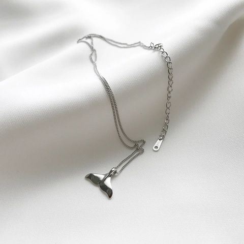 925 Sterling Silber Delphin Schwanz Anhänger Halskette Walflosse Minimalistischer Schmuck Für Damen Ins Stil