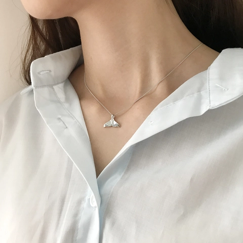 925 Sterling Silber Delphin Schwanz Anhänger Halskette Walflosse Minimalistischer Schmuck Für Damen Ins Stil