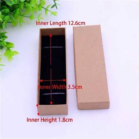 Kraft Paper Jewelry Box Lid And Base Cardboard Gift Case For Necklace Bracelet Pendant With Lining Retro Style