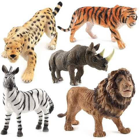 Realistische Wildtier Tierfiguren Kunststoff Simulation Löwe Tiger Elefant Pädagogisches Spielzeug Für Kinder Schreibtisch Ornament