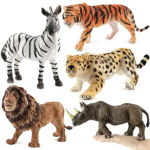 Realistische Wildtier Tierfiguren Kunststoff Simulation Löwe Tiger Elefant Pädagogisches Spielzeug Für Kinder Schreibtisch Ornament