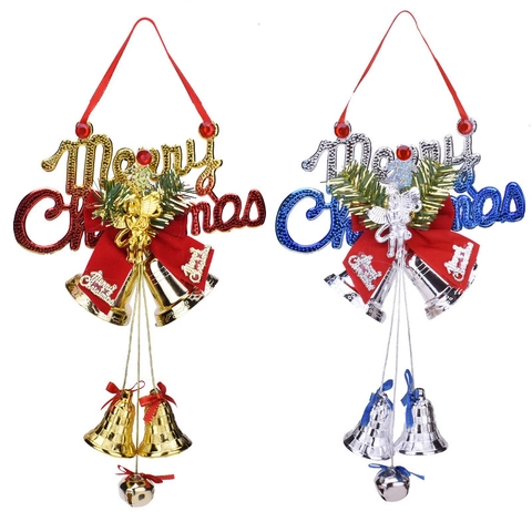 Christmas Hanging Decorations Merry Christmas Sign Bell Ornaments Red Bow Santa Claus Angel Festive Holiday Home Decor