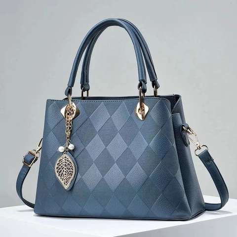 Borsa A Mano Trapuntata In Pelle PU Donna Elegante Borsa A Tracolla Con Ciondolo Foglia E Perla Artificial Di Tendenza Versatile