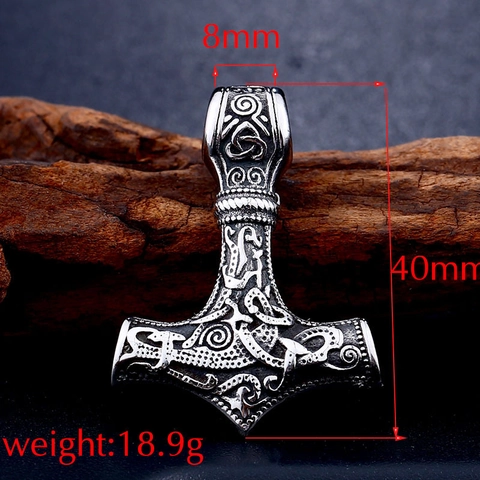 Collana Con Pendente Martello Di Thor Vichingo Mjolnir Acciaio Inossidabile Nodo Celtico Motivo Drago Nordico Gioielli Punk Uomo