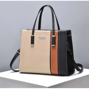 Modische Color Block Tragetasche Für Damen Geräumige PU Leder Schultertasche Mit Verstellbarem Riemen Abnehmbarem Griff