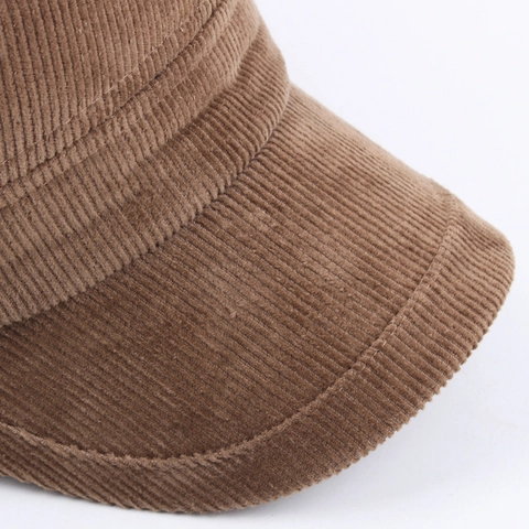 Corduroy Cadet Cap Winter Military Hat Warm Flat Top Cap With Earflaps Adjustable For Men Vintage Outdoor Casual Style