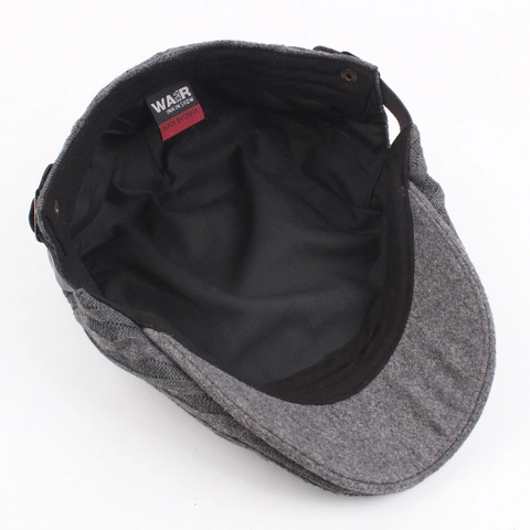 Knitted Beret Hat For Men Women Cable Knit Peak Cap With Adjustable Leather Strap Vintage Warm Winter Ivy Cap