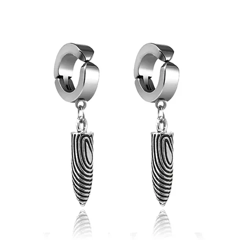 Punk Alloy Bullet Pendant Earrings Titanium Steel Ear Clip No Piercing Industrial Style Jewelry For Men Women Silver