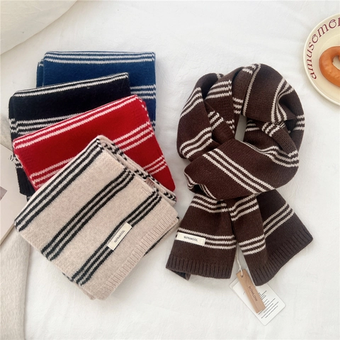 Sciarpa Invernale A Righe 100% Lana Lunga In Maglia Calda Morbida Chic Versatile Scaldacollo Per Donna Uomo